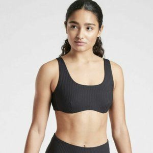 Athleta Rib Bra Cup Black Underwire Bikini Top Size 34B/C